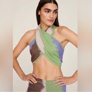 House of Sunny She's Electric Halter Top Sz S